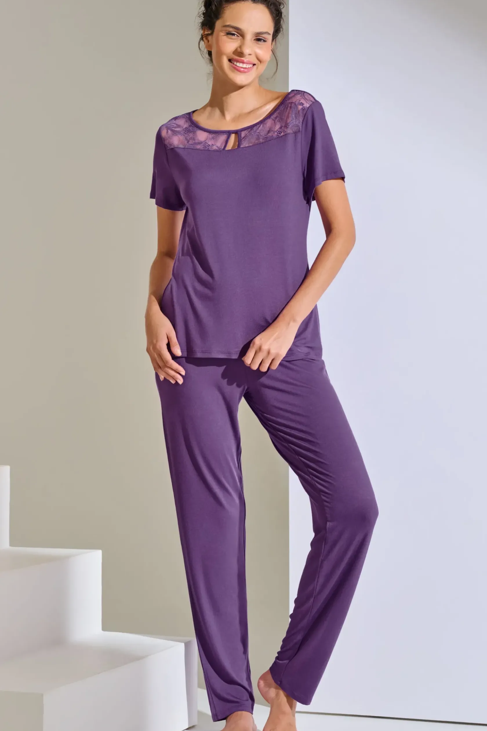 Lisca Pyjama mit Schlafshirt und Hose »Patricia«|Damen Pyjamas