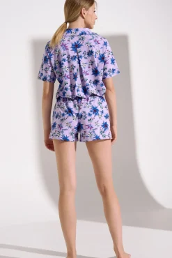 Lisca Pyjama mit Schlafshirt und Shorts »Flowers«|Damen Pyjamas