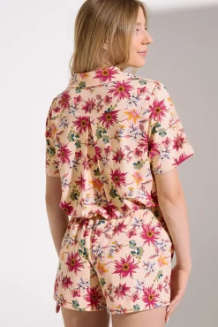 Lisca Pyjama mit Schlafshirt und Shorts »Flowers«|Damen Pyjamas