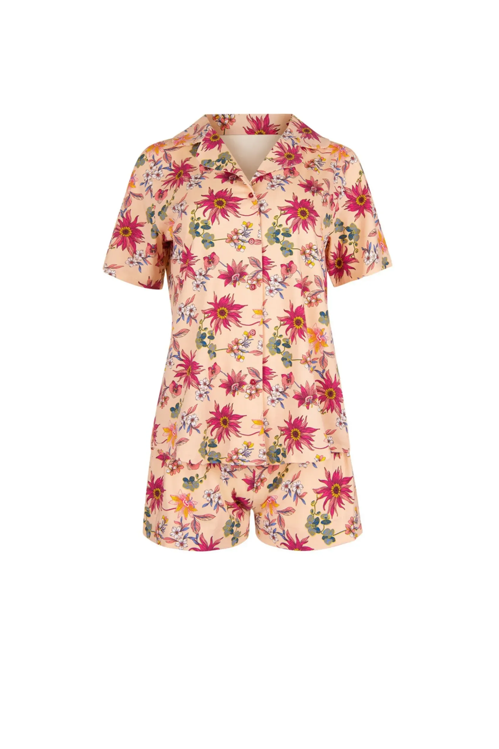Lisca Pyjama mit Schlafshirt und Shorts »Flowers«|Damen Pyjamas