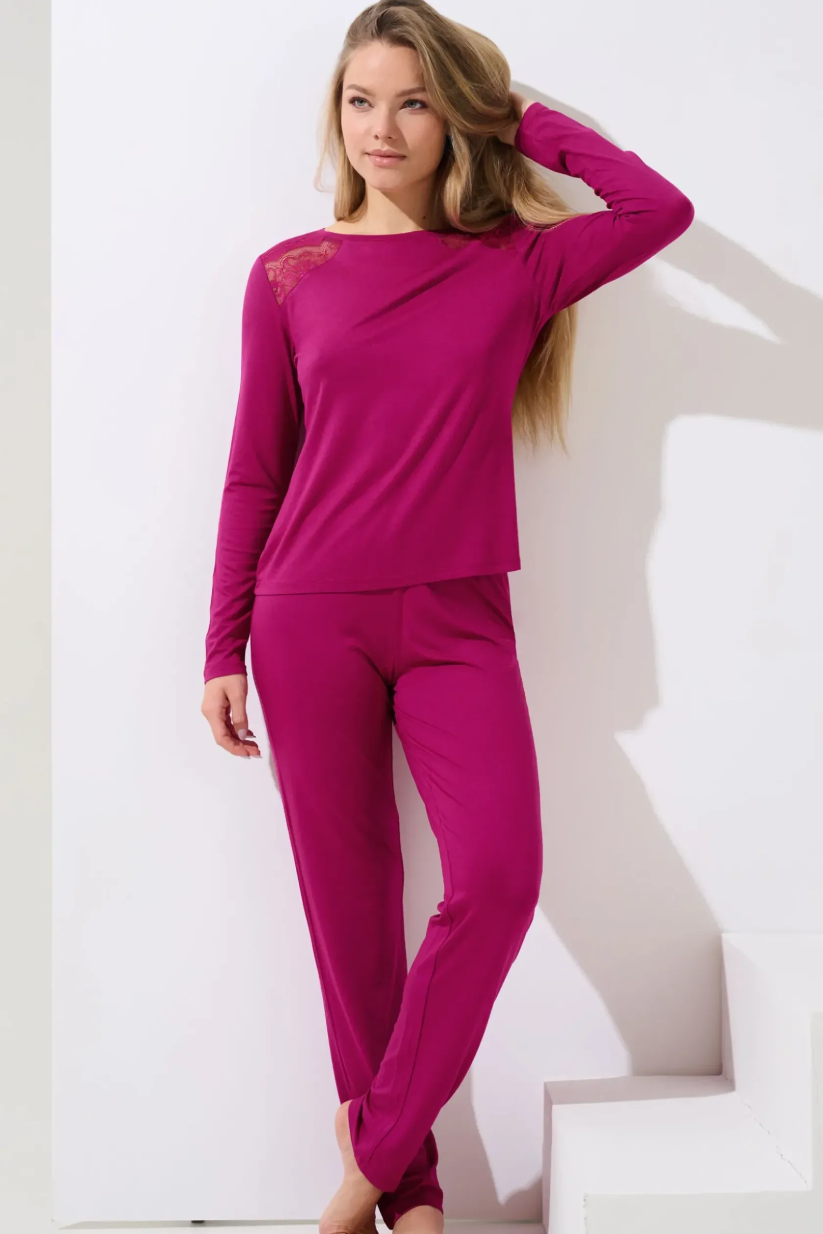 Lisca Pyjama mit Schlafshirt und Hose »Evelyn«|Damen Pyjamas