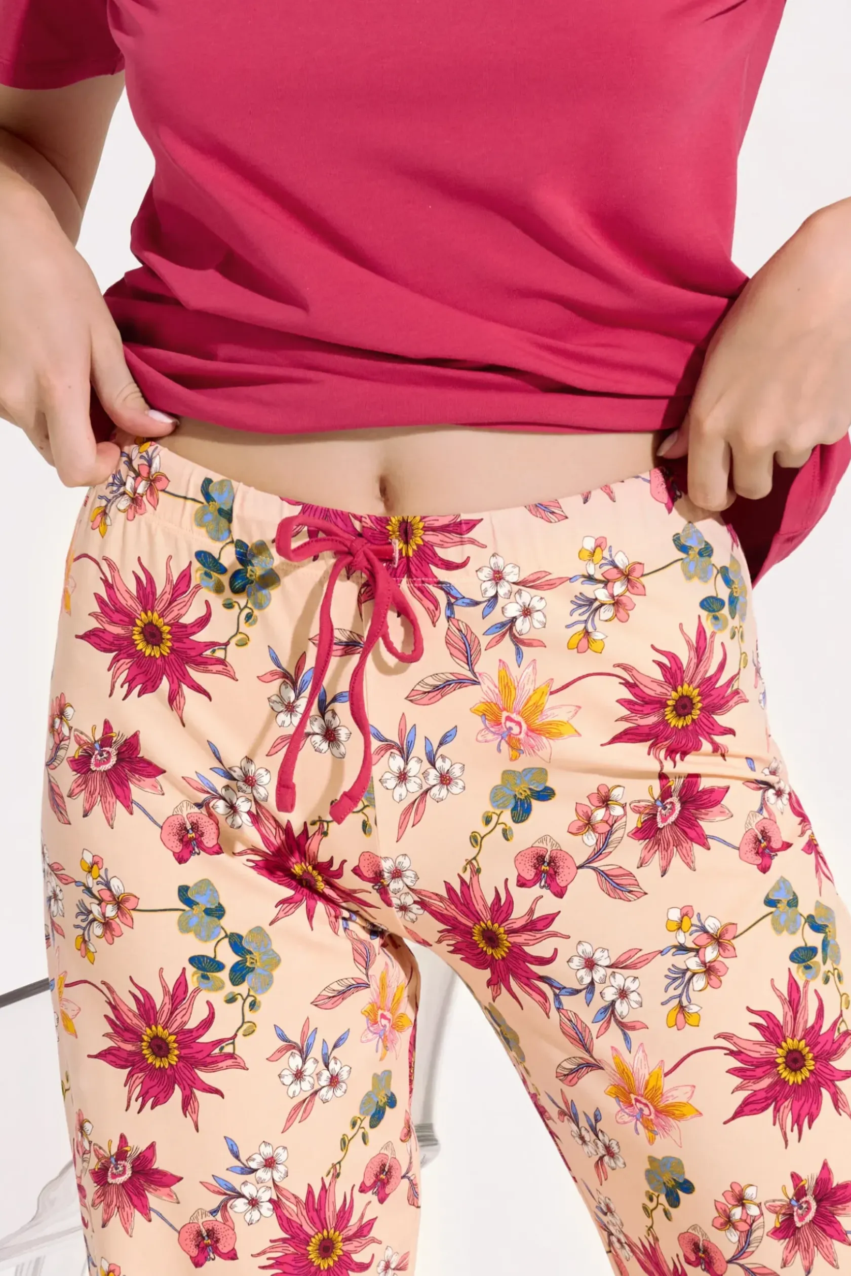 Lisca Pyjama mit Schlafshirt und Hose »Flowers«|Damen Pyjamas
